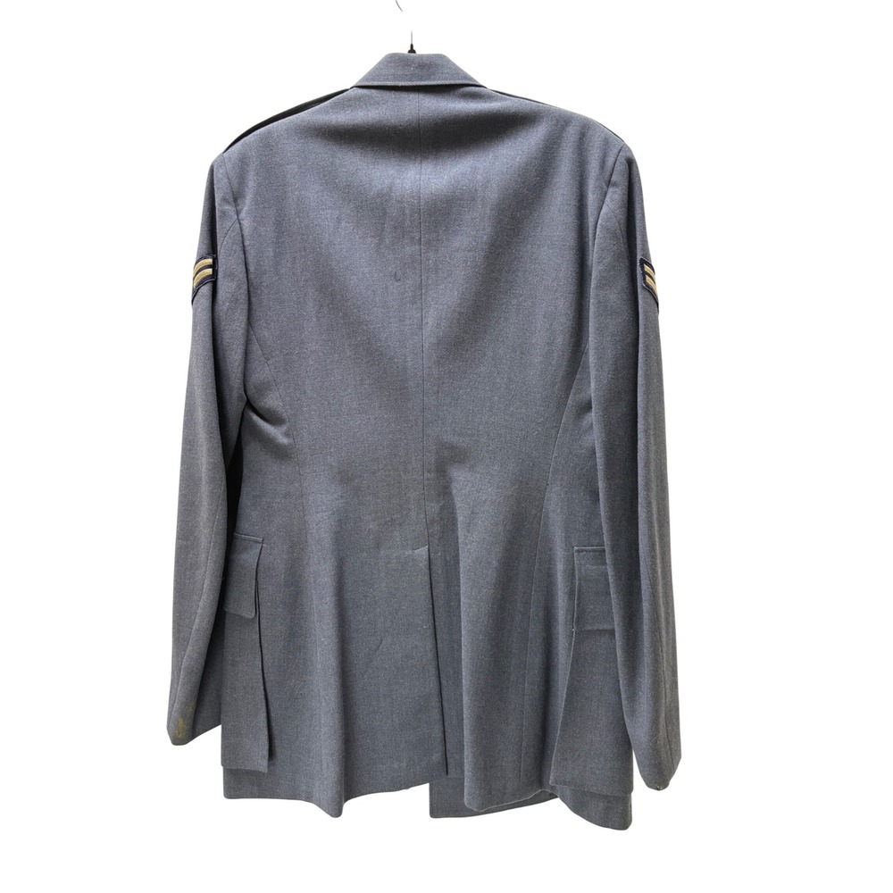Vintage Military Dress Tunic Jacket Air Force Blue 37L Wool Blend Rank Patch - Picture 3 of 3